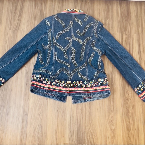 BLUTIQUE Women’s Embroidered Boho/Y2K Denim Jacket SZ:M - Picture 3 of 14